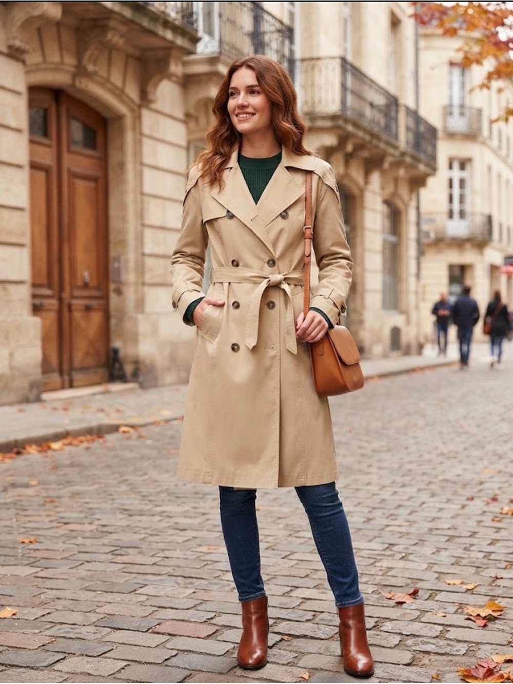 Forever 21 Beige Double-Breasted Trench Coat with Belt